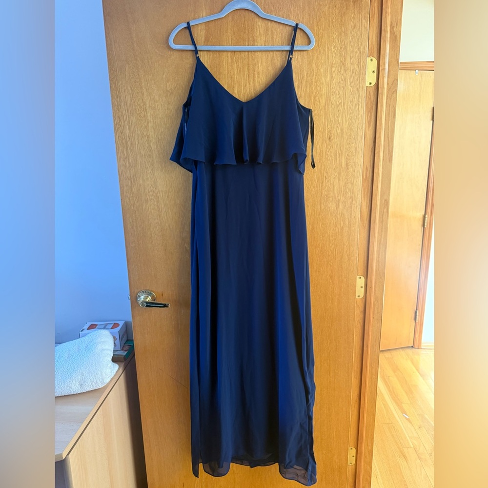 Laundry By Shelli Segal Navy Ruffle Maxi Dress - Picture 6 of 7